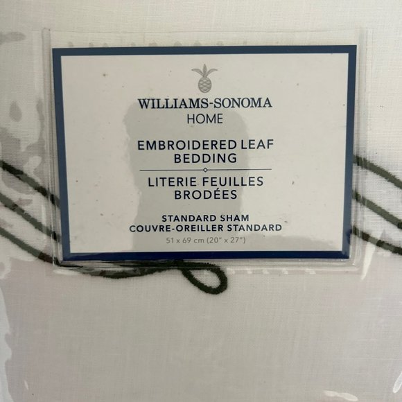 WILLIAMS SONOMA HOME EMBROIDERED LEAF BEDDING NWT SHAM AND PILLOWCASES RARE - Picture 2 of 6